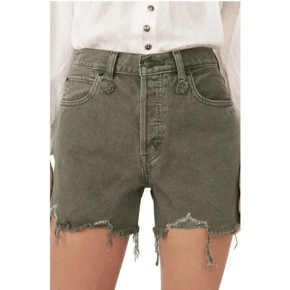 Free People Pants - Free People Women's Makai Cutoff Jean Shorts - Army 25